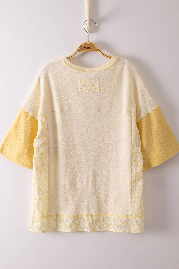 NT12633-Oversized Mixed Media Knit Top