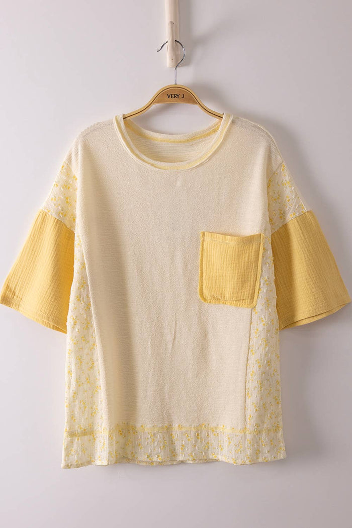 NT12633-Oversized Mixed Media Knit Top