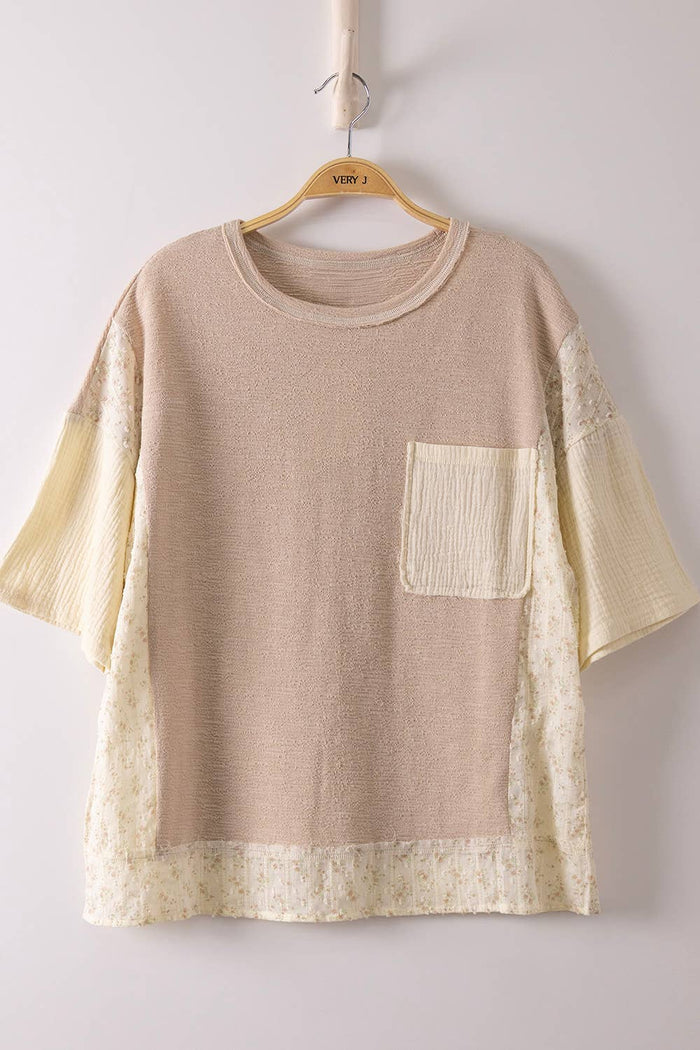 NT12633-Oversized Mixed Media Knit Top