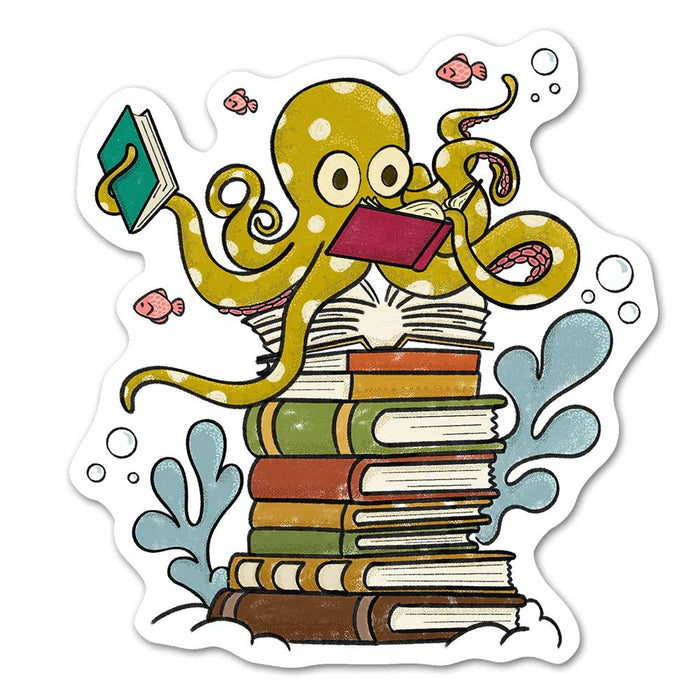Octopus Book Lover Vinyl Sticker