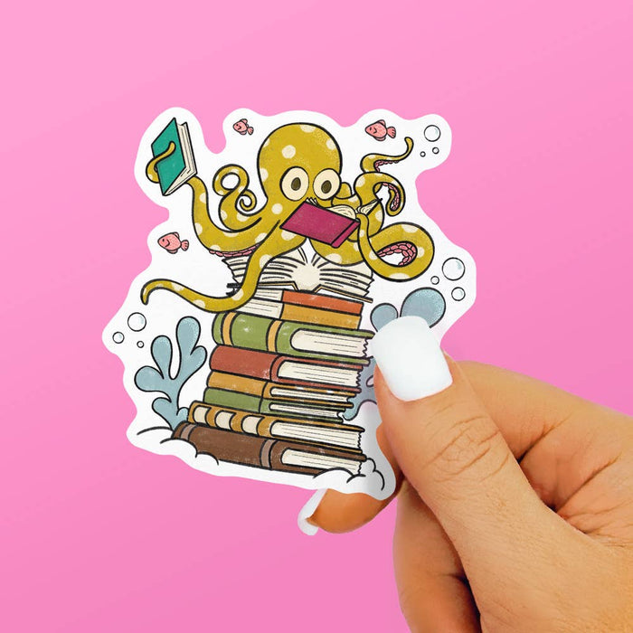 Octopus Book Lover Vinyl Sticker
