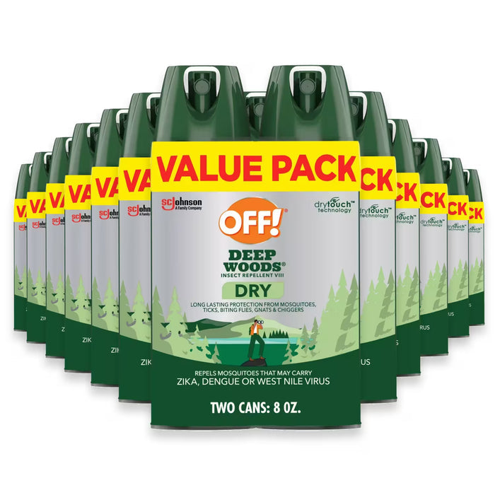 OFF! Deep Woods Dry Aerosol Insect Repellent, 4 oz - Twin Pack - 12 Pack