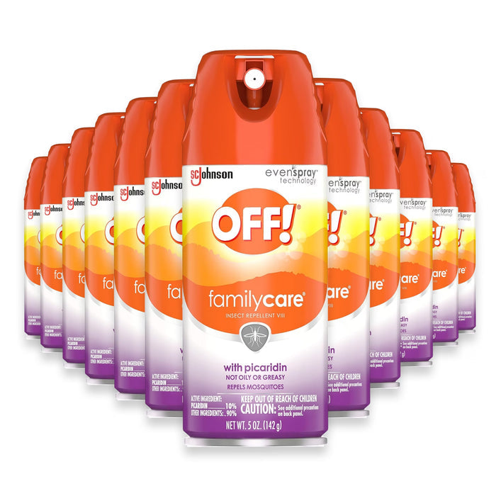 OFF! Family Care Powder Dry Insect Repellent Spray 10% Picaridin 5 oz - 12 Pack