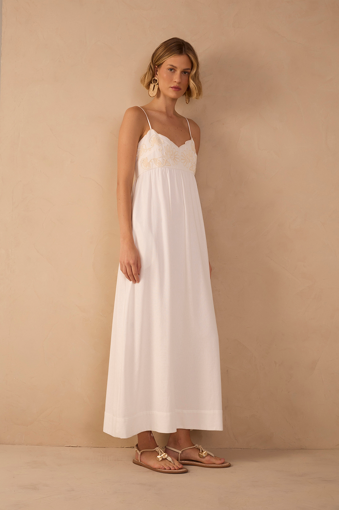 Off-White Embroidered Bust Midi Dress_1