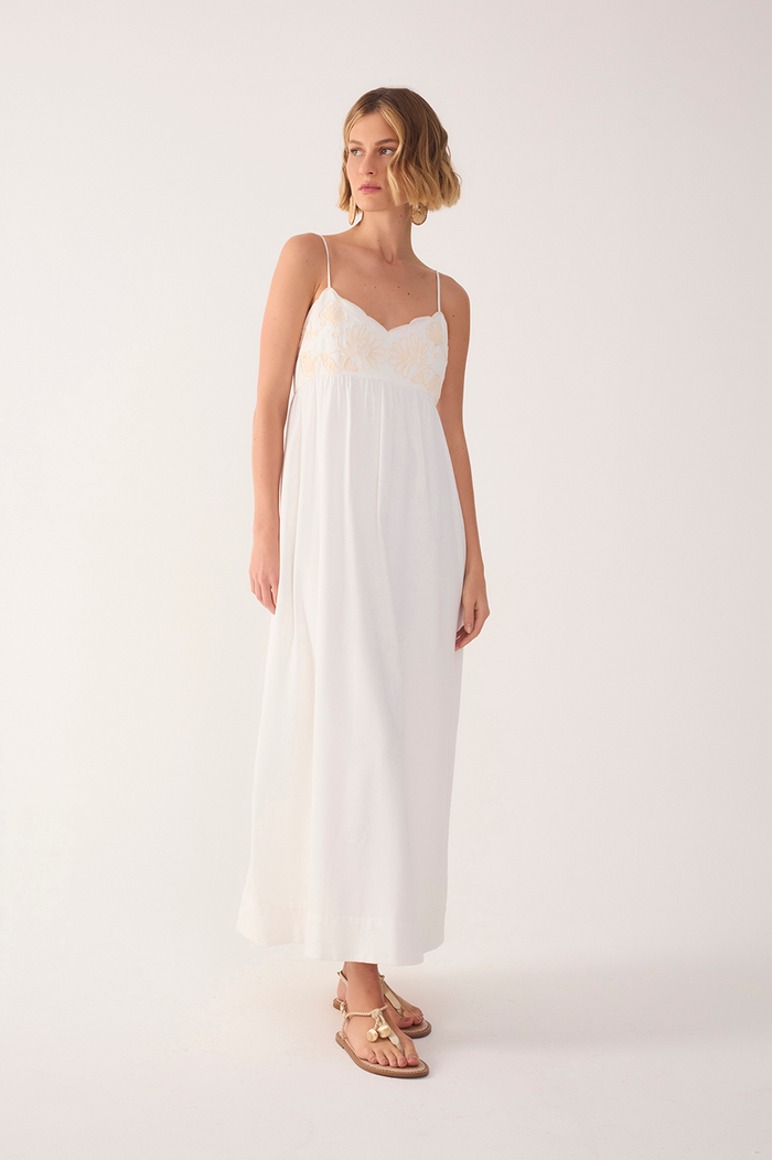 Off-White Embroidered Bust Midi Dress_2