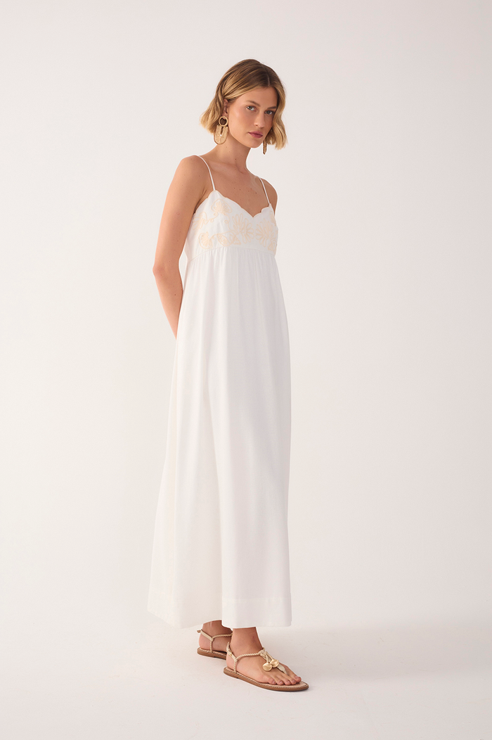 Off-White Embroidered Bust Midi Dress_3