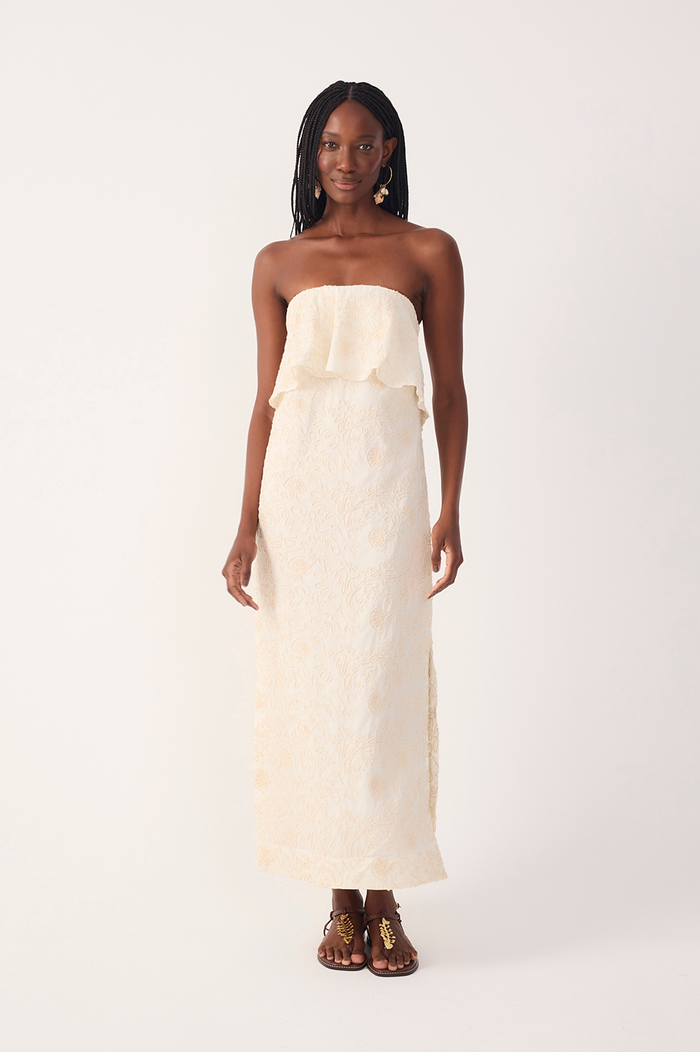 Off-White Embroidered Layered Maxi Dress_2