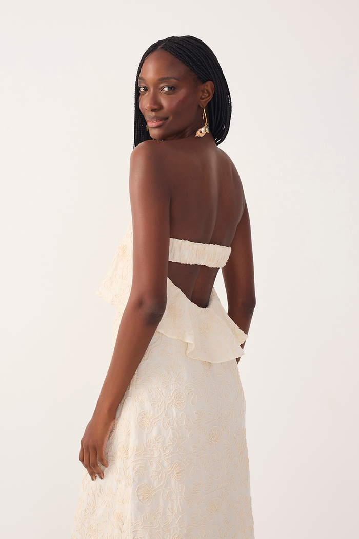 Off-White Embroidered Layered Maxi Dress_5