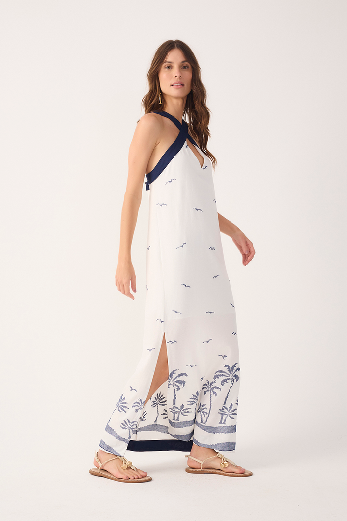 Off-White Embroidered Linen Maxi Dress_3