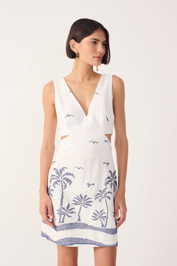 Off-White Embroidered Linen Mini Dress_4