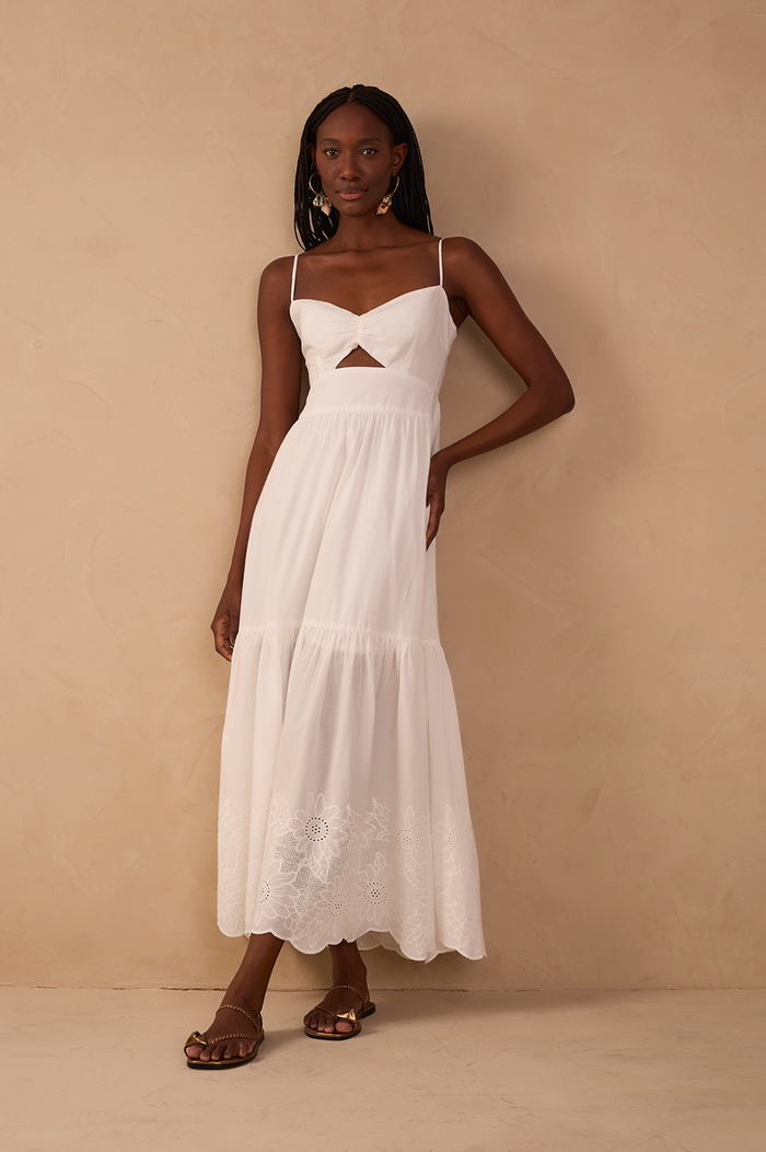 Off-White Ruffled Embroidered Midi Dress_1