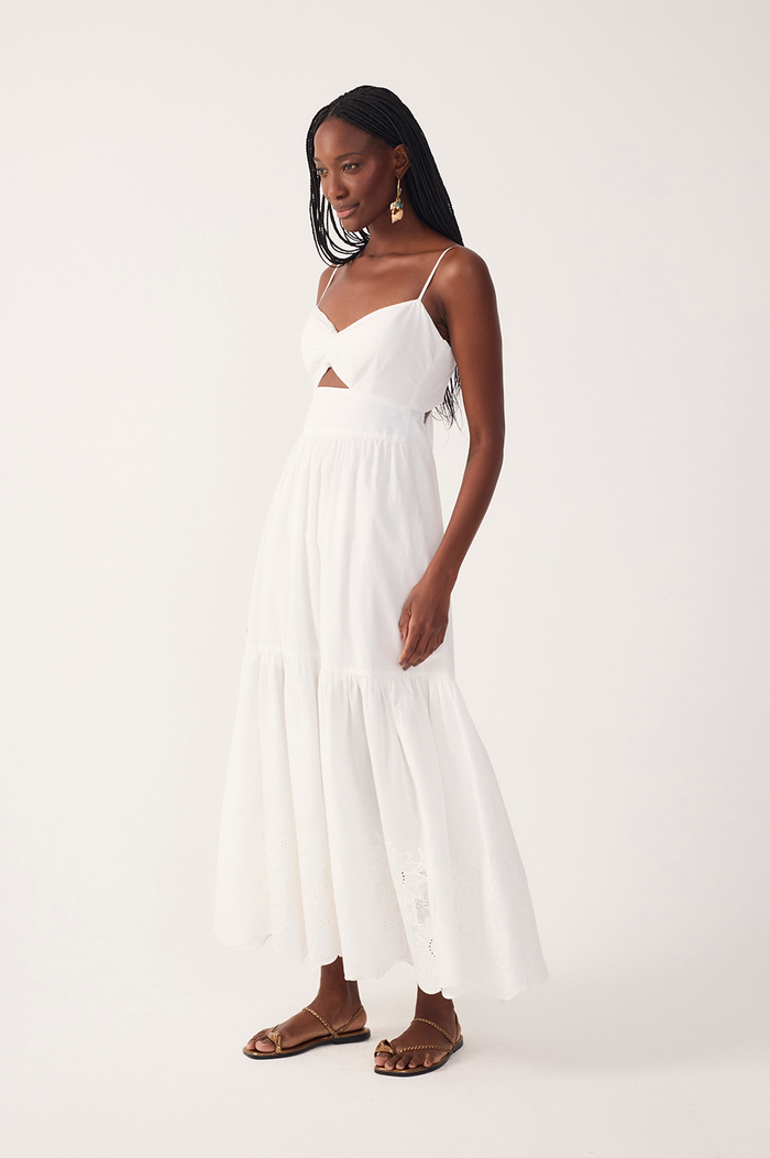 Off-White Ruffled Embroidered Midi Dress_3