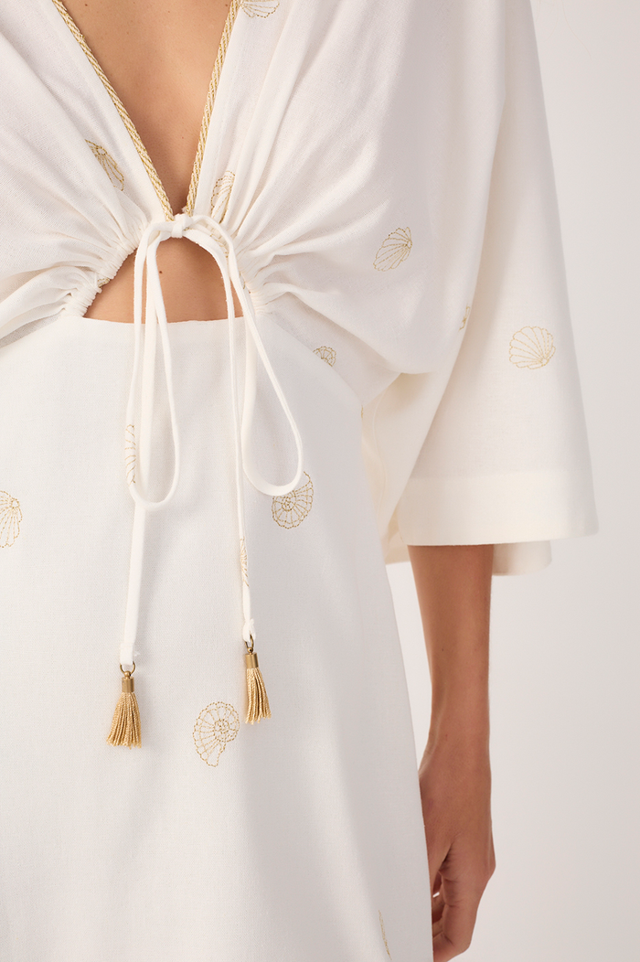Off-White Shell Embroidered Mini Dress_5