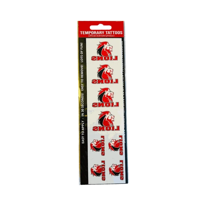 Olive Temporary Tattoo strips featuring official Lions logos for easy application and temporary wear