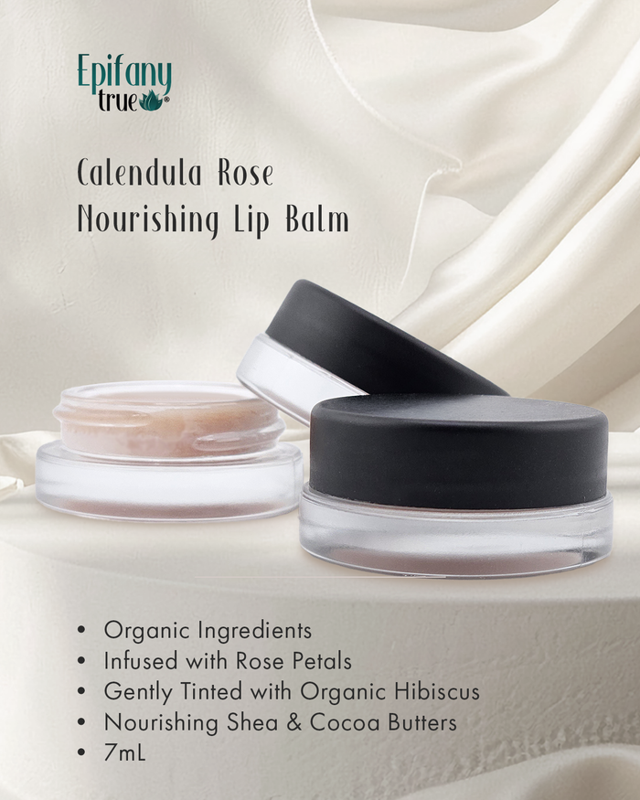 Organic Calendula Rose Lip Balm | Natural Tinted Lip Balm with Rose Otto & Hibiscus