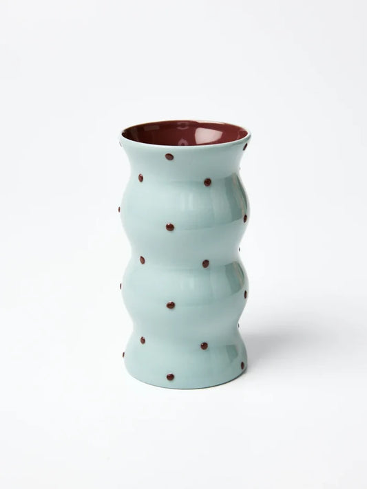 PALMA VASE in Blue Brown Dotty by Jones & Co