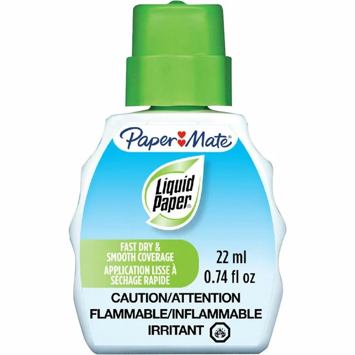 Paper Mate Liquid Paper Correction Fluid, 22ml., White, 12/Pack (56401)