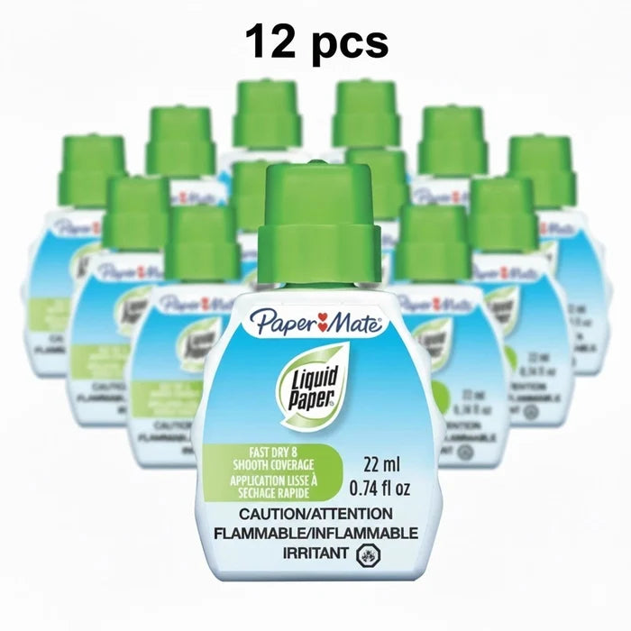 Paper Mate Liquid Paper Correction Fluid, 22ml., White, 12/Pack (56401)