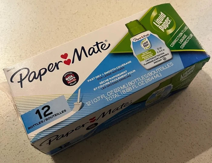 Paper Mate Liquid Paper Correction Fluid, 22ml., White, 12/Pack (56401)