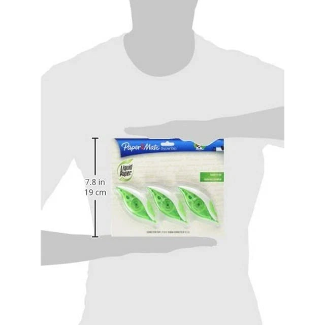 Paper Mate Liquid Paper DryLine Grip Correction Tape, Pack of 3