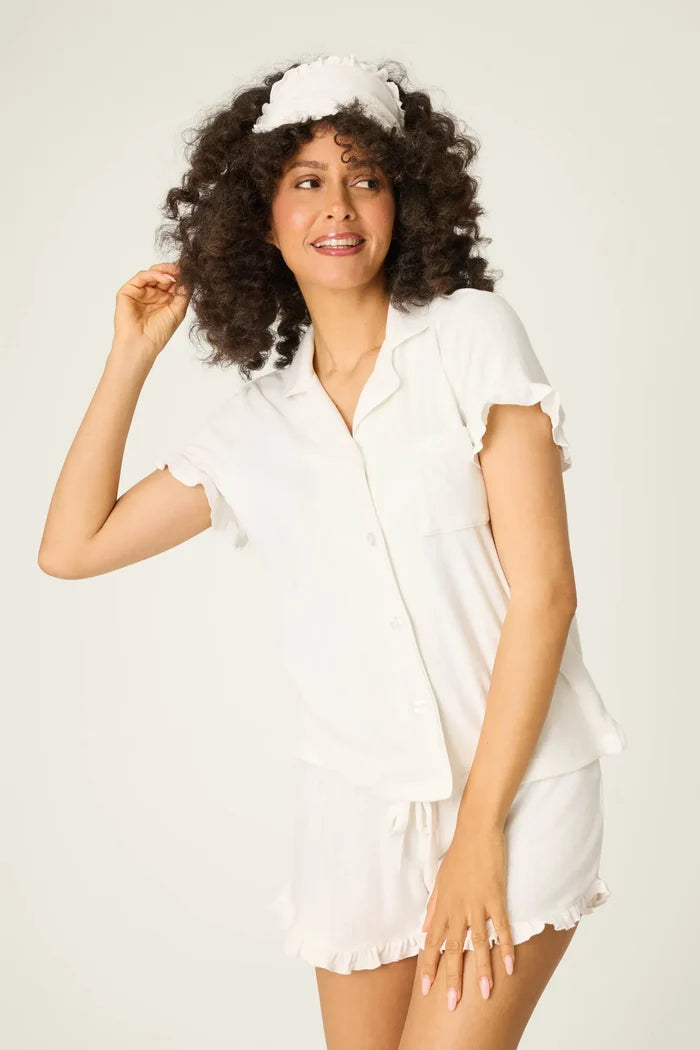 PJ Salvage Pointelle Essentials Ivory 3-Piece Shorts Set