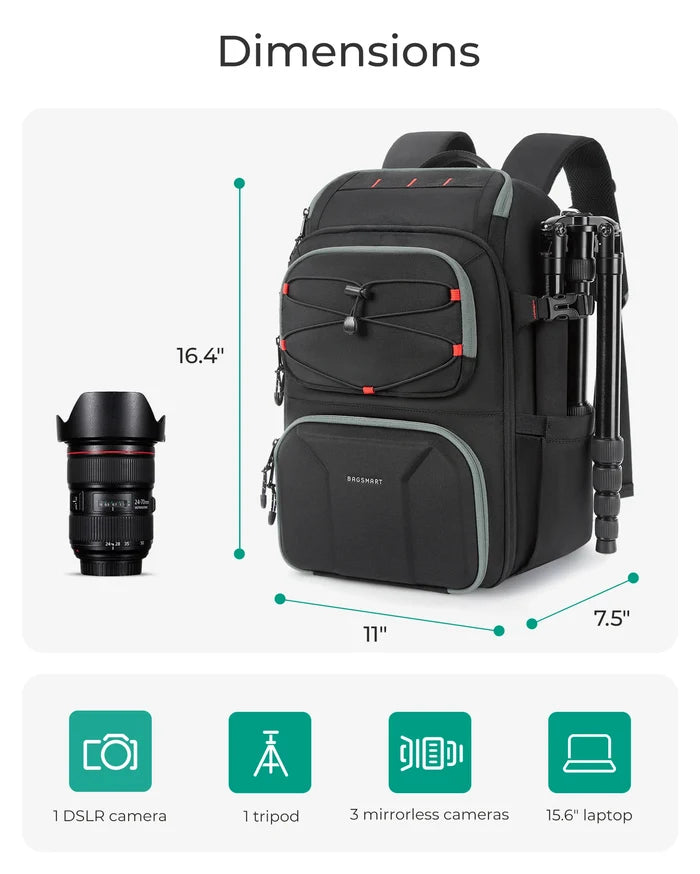Professional Camera Backpack for DSLR, Mirrorless Camera, Drone & Laptop 15.6" | Waterproof Photography Bag with EVA Protection, Tripod Holder & Travel Storage