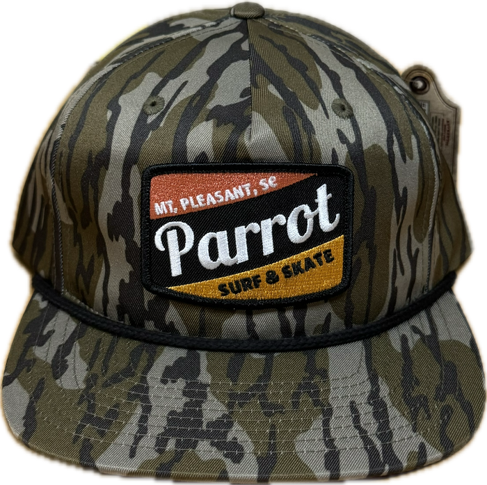 Parrot Surf Shop 256 Work hat Mossy Oak camo snapback.