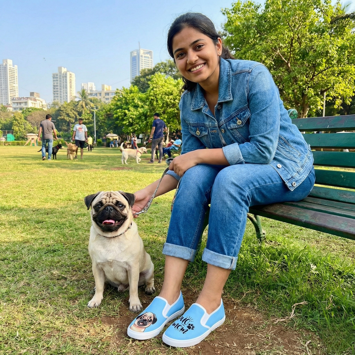 Pug Mom Slipons - The Quirky Naari