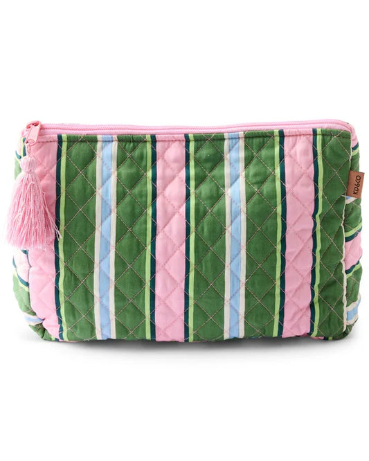 QUILTED COTTON TOILETRY PURSE in Cactus Stripe from the amazing range of Kip & Co products