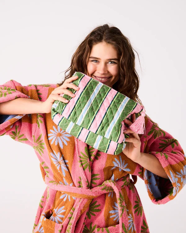 QUILTED COTTON TOILETRY PURSE in Cactus Stripe from the amazing range of Kip & Co products