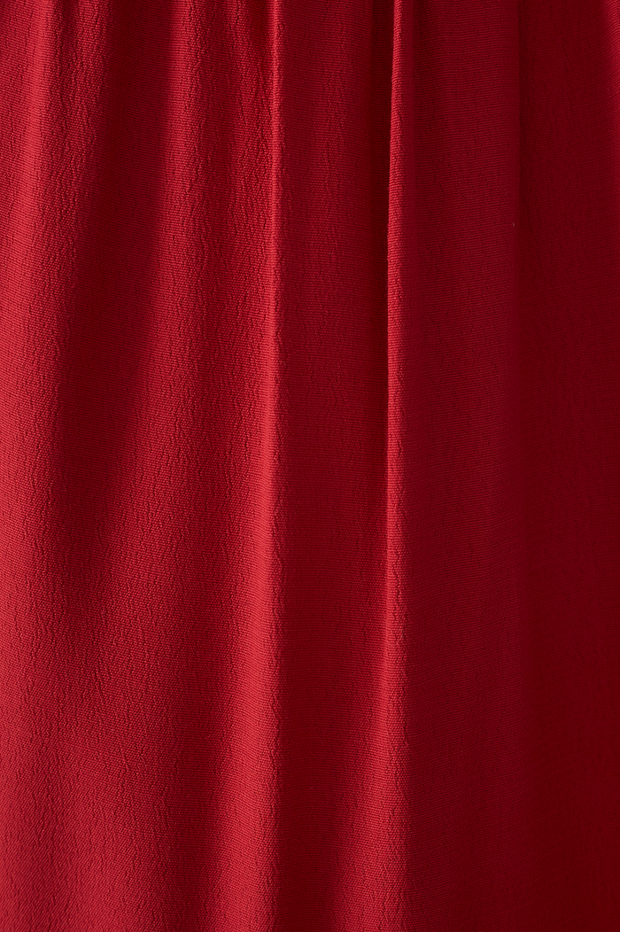 Red Tiered Sleeveless Crepe Maxi Dress_7