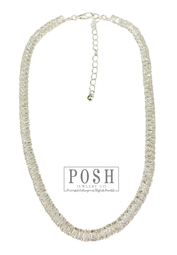 Rhinestone tennis necklace