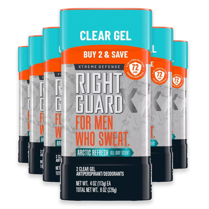 Right Guard Xtreme Defense Antiperspirant Deodorant Gel, Arctic Refresh, 4 oz - 2Ct - 6 Pack