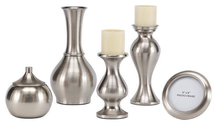 Rishona A2C00088 Brushed Silver Finish Accessory Set 5CN