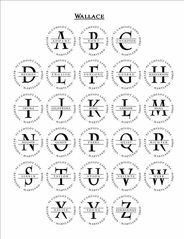 Round Personalized Self Inking Stamp: Wallace Design