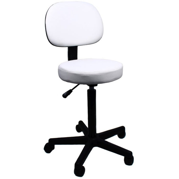 Round therapist stool with back rest