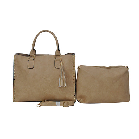 !SALE! Caramel NGIL Faux Leather 2-IN-1 Tassel Bag