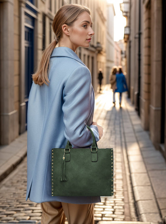 !SALE! Green NGIL Faux Leather 2-IN-1 Tassel Bag