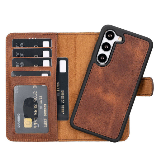 Samsung Galaxy S23 Magnetic Detachable Leather Wallet Case by Hardiston - premium Samsung S - 23 Cases