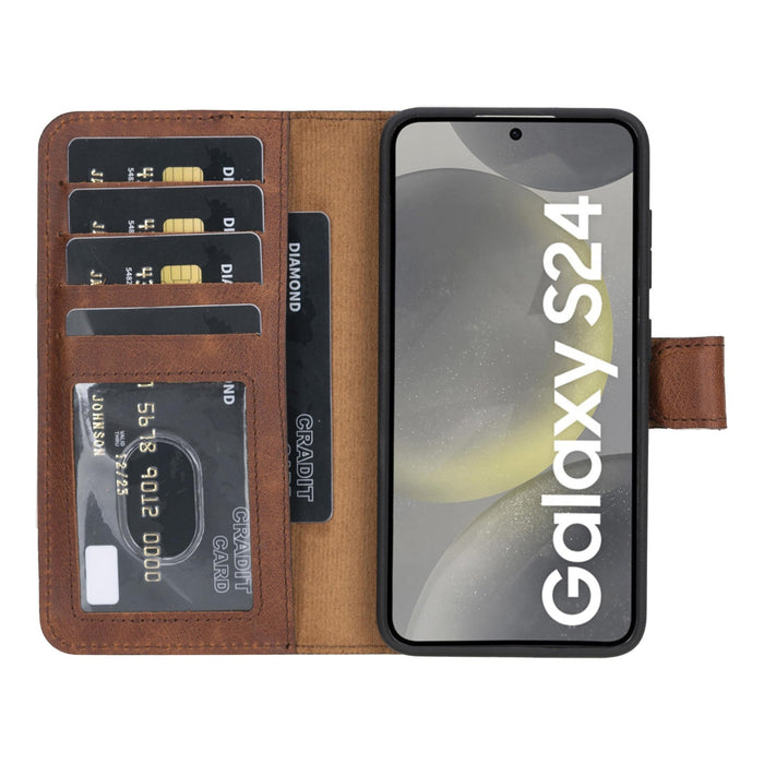 Samsung Galaxy S24 Magnetic Detachable Leather Wallet Case by Hardiston - premium Samsung S - 24 Cases