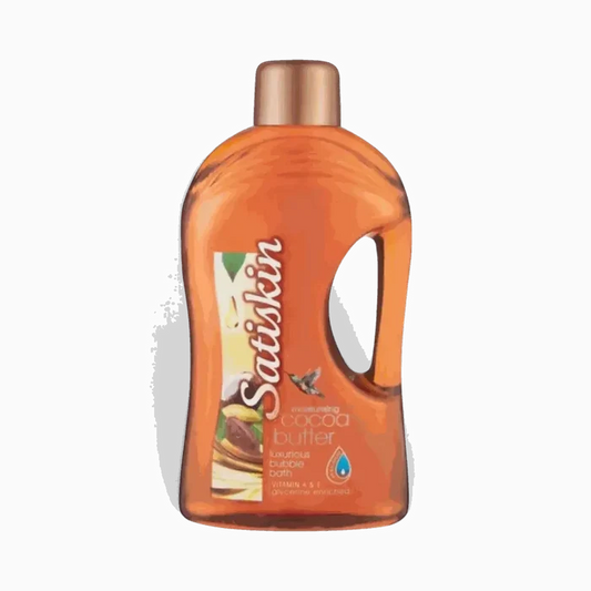 Satinskin luxury bubble bath 2L bottle with cocoa butter fragrance for soft moisturized skin
