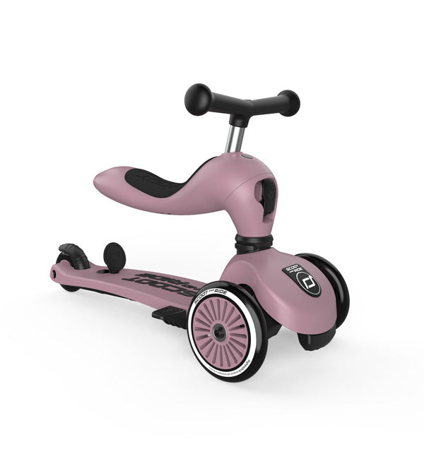 Scoot & Ride - Scooter - Highwaykick 1 - Push & Go - 2 in 1 Kickboard/ Kickboard with Seat - Wildberry - Sitting/No Handle Bar
