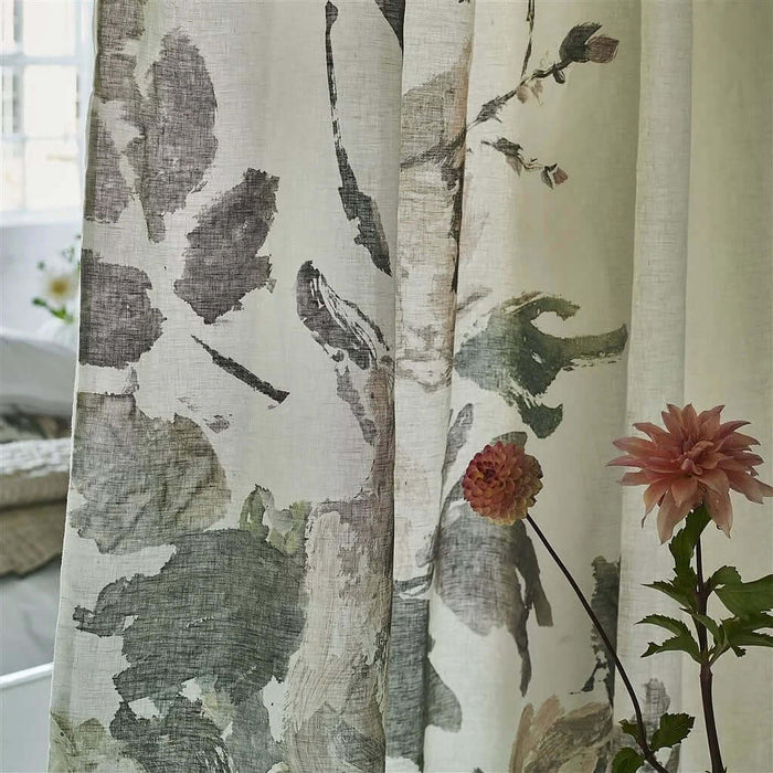 Shanghai Garden Ecru 100% Linen Shower Curtain - Designers Guilt