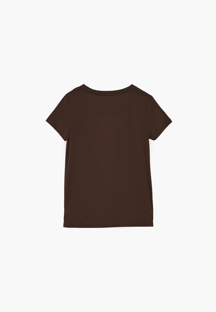 Short Sleeve V Neck T-Shirt - CHOCOLATE TORTE