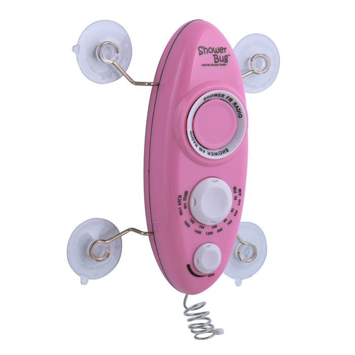 Zadro SB02HPB 705004419529 product photo oblique view, shower bug am/fm radio in front of a white background