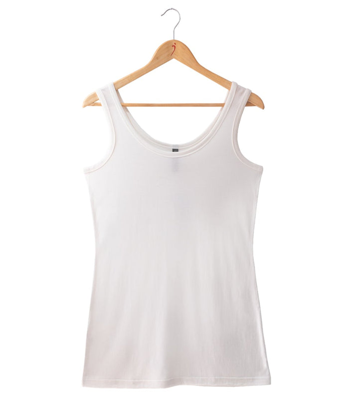 Women's Silkspun longline sleeveless in Natural White