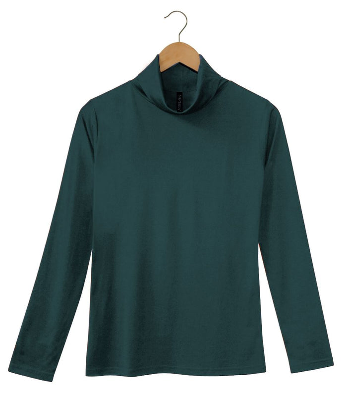Women's Silkspun Turtleneck in Deep Sea Green