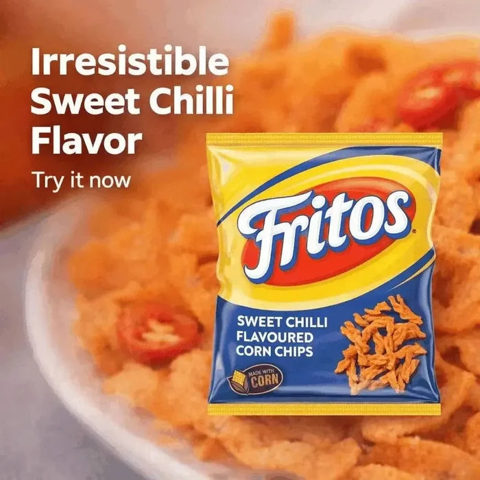 Simba Fritos Sweet Chilli 120g bag of crunchy corn chips with sweet chilli flavor