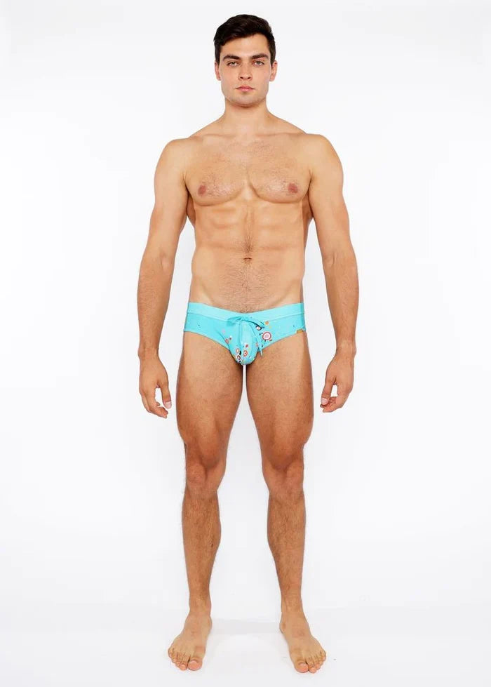 Sky/Multi Circle Bursts Printed Swim Brief St-8015-24
