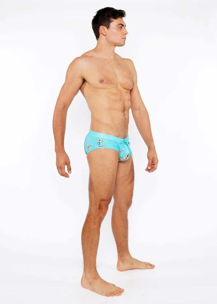 Sky/Multi Circle Bursts Printed Swim Brief St-8015-24
